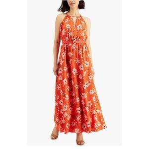 New Donna Karen Coastal Garden Floral Halter Maxi size 4